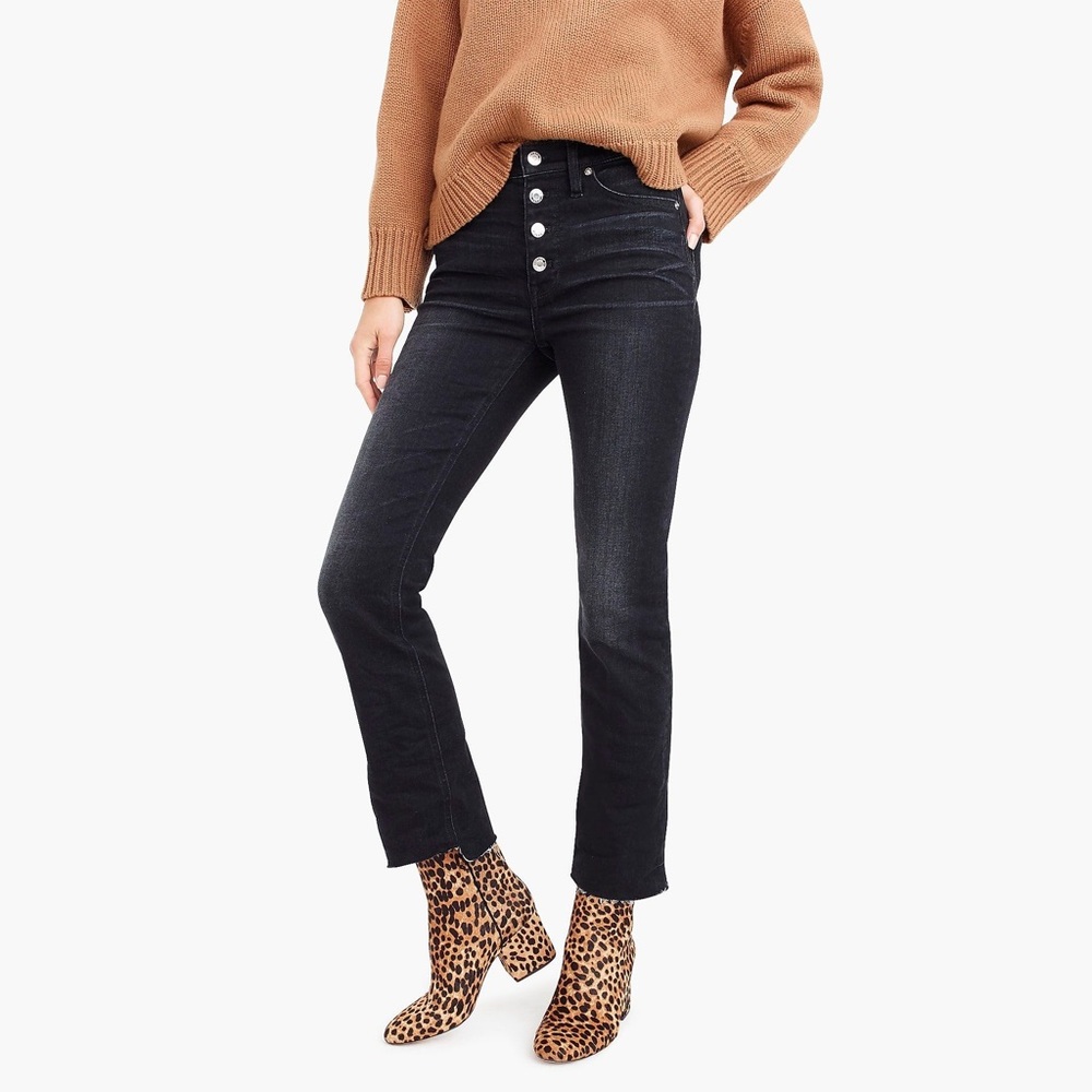 J. Crew Demi Boot Cut Crop Jean in Charcoal Wash